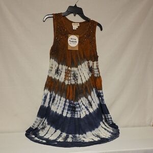Ashley Taylor  Tie-Dye Dress in Brown and Blue. One Size. nwt.